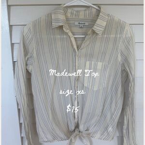 Madewell Cream and Blue Striped Top